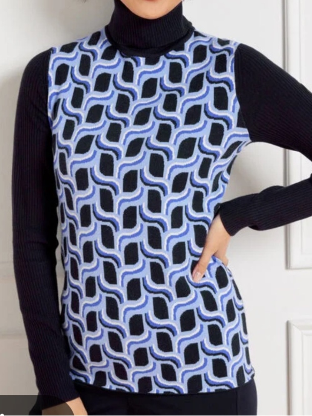 Talbots Birds Eye Jacquard Turtle-Neck Sweater - Size Medium - Picture 10 of 10